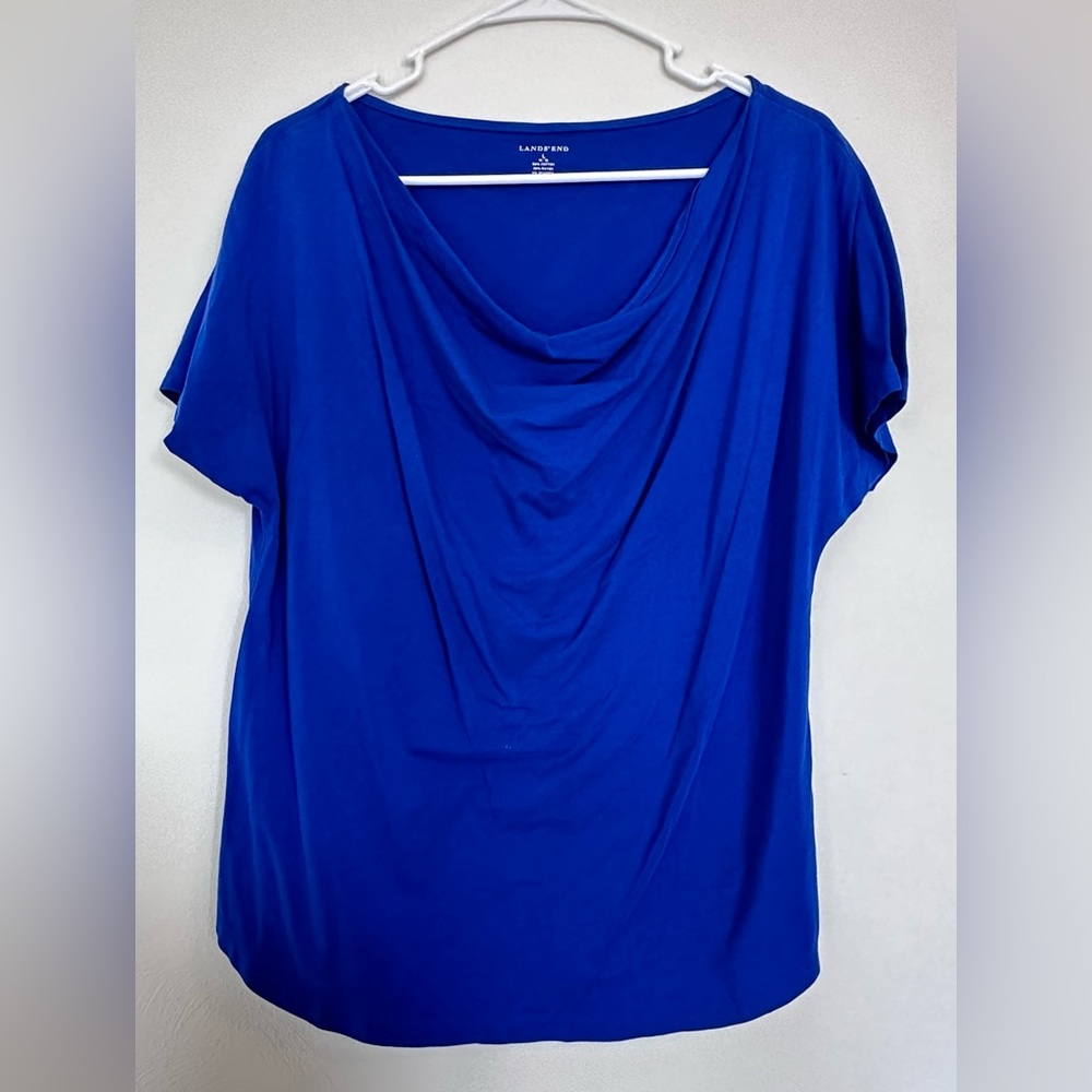 Lands End drape neck top size L